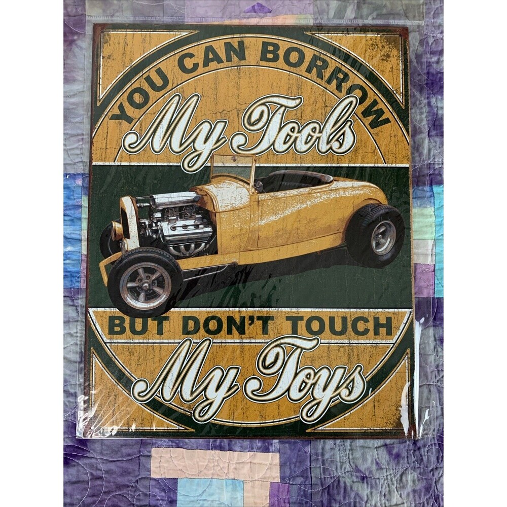 You Can Borrow My Tools Not My Toys Metal 12.5" X 16" Man Cave Bar Garage Decor